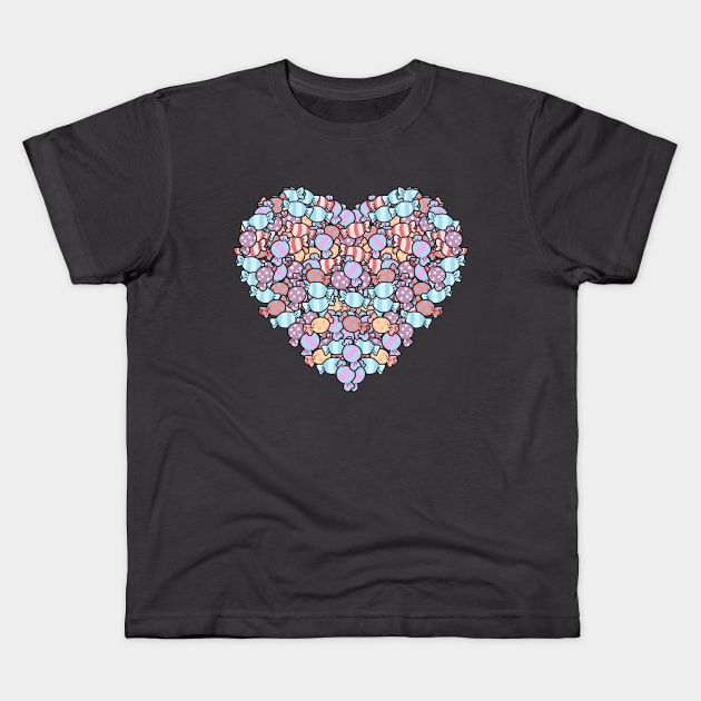 I love candy heart shape Kids T-Shirt by Oricca